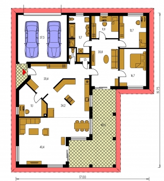 Image miroir | Plan de sol du rez-de-chaussée - BUNGALOW 131